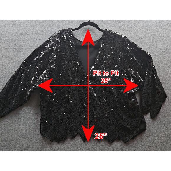 Iris Black Sequin top,  Y2K NY Eve Party Mother of the Bride Black Tie Vintage - Picture 7 of 7